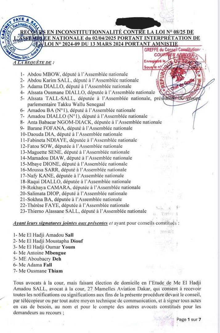 Amadou Ba, Anta Babacar Ngom et Thierno Alassane Sall rejoignent Takku Walu dans le recours